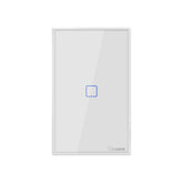 Sonoff T2 Touch 120mm Tempered Glass Panel Wall Switch Smart Home Light Touch Switch, Compatible with Alexa and Google Home, AC 100V-240V, US Plug, 120mm/ 1 US Plug