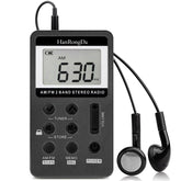 HRD-103 FM + AM Two Band Portable Radio with Lanyard & Headset
