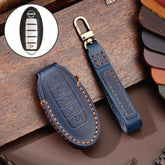 For Nissan 5-button Horn Hallmo Car Cowhide Leather Key Protective Cover Key Case, C068
