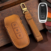 For Nissan Teana / Ariya 3-button Tail Box Hallmo Car Cowhide Leather Key Protective Cover Key Case, 3-button Tail Box