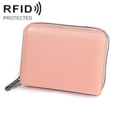 KB195 Zipper Cowhide Leather Double Row Organ Shape Multiple Card Slots Anti-magnetic RFID Wallet Clutch Bag for Ladies, KB195 Pink, KB195 Purple, KB195 Rose Red, KB195 Black, KB195 Coffee