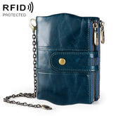 LT3539 Cowhide Leather Zipper Buckle Anti-magnetic RFID Wallet Clutch Bag for Men, with Card Slots & Shoulder Strap, LT3539 Shoulder Strap Blue, LT3539 Strap Red, LT3539 Yellowish-brown