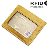 Cowhide Leather Litchi Texture Open Type Solid Color Card Holder RFID Blocking Card Bag Protective Case