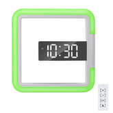 TS-S28-W Multifunctional Square RGB Thermometer Digital Alarm Clock LED Mirror Hollow Wall Clock, RGB Thermometer Clock