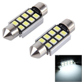 2 PCS 41mm Festoon 3W 300LM White Light 8 LED 3528 SMD Canbus Error-Free Car Reading Lamps, DC 12, 41mm