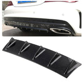 Universal Car Rear Bumper Lip Diffuser 5 Shark Fin Style Carbon Fiber ABS, Size: 58.4 x 53.3 x 15.2cm, 60.0x18.0x5.0cm Carbon Fiber
