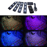 4 in 1 3.2W 12 LEDs RGB Car Interior Floor Decoration Atmosphere Colorful Neon Light Lamp with Wireless Remote Control And Voice Control Function, A12