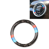 Car Carbon Fiber Soft Panel Engine Start Key Push Button Ring Trim Decorative Sticker for BMW E90 / E92 / E93 2005-2012, Soft Ring Trim Decorative Sticker