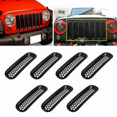 7 PCS Car Front Racing Front Grille Grid Insect Net for Jeep Wrangler JK 2007-2017, For Jeep Wrangler 2007-2017