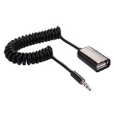3.5mm Male to USB 2.0 Female Audio Converter Retractable Coiled Cable for Car MP3 Speaker U Disk, Length: 1m, 1pcs