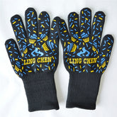 Silicone Cotton Microwave Kitchen Cooking Protective Gloves, High Temperature Resistance: 500 Degree C, Length: 32cm, Deyan, Deyan Red Stripe