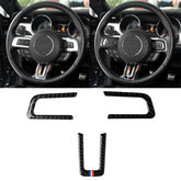 Car USA Color Carbon Fiber Steering Wheel Decorative Sticker for Ford Mustang 2015-2017, Steering Wheel