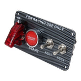 Racing Car Ignition Switch Panel Engine Start Start Push Button LED Racing Toggle Switch 12V Carbon Fiber Panel Multi-function Automatic Ignition Switch for Racing Cars, 12V