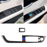 Car Carbon Fiber Window Lift Panel With Folding Key Three Color Decorative Sticker for BMW Z4 2009-2015, Suitable for Left Driving, Window Lift Panel With Folding Key(Blue Red)