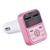 B2 Dual USB Charging Bluetooth FM Transmitter MP3 Music Player Car Kit, Support Hands-Free Call & TF Card & U Disk, B2 (Rose Gold)