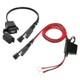 Motorcycle 5V 2.1A Waterproof USB Charger Kit SAE to USB Adapter, with Extension Harness, SAE to USB Adapter