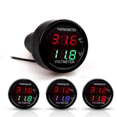 2 in 1 Universal Car Digital Voltage Meter Temperature Meter (Random Color Delivery), Without USB Charger