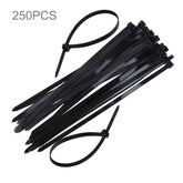 250 PCS 8mm*300mm Nylon Cable Ties, 8mm*300mm Black, 8mm*300mm White