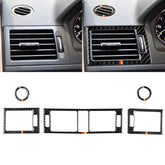 Car German Flag Carbon Fiber Air Outlet Ring + Intermediate Air Outlet + Side Air Outlet Panel Decorative Sticker for Mercedes-Benz W204 207-2010, Air Outlet (German Flag)