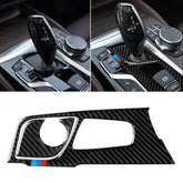 2 in 1 Car Tricolor Carbon Fiber Gear Position Panel Decorative Sticker for BMW 5 Series G38 528Li / 530Li / 540Li 2018, Left Drive, Gear Position (2 in 1)