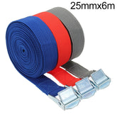 Car Tension Rope Luggage Strap Belt Auto Car Boat Fixed Strap with Alloy Buckle,Random Color Delivery, Size: 25mm x 6m, 6m