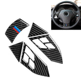 5 in 1 Car Carbon Fiber Tricolor Steering Wheel Button Decorative Sticker for BMW 5 Series E60 2004-2010, Left and Right Drive Universal, For BMW 5 Series E60 2004-2010(Tricolor)