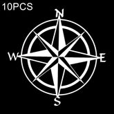 10 PCS Car Compass Pattern Random Decorative Sticker White, White