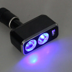 SHUNWEI SD-1909 80W 0.8A Car 2 in 1 USB Charger 90 Degree Free Rotation Cigarette Lighter, SD-1909 (Black), SD-1909