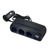 SHUNWEI SD-1938 120W 3A Car 3 in 1 Dual USB Charger Cigarette Lighter with Atmosphere Light, SD-1938 (Black)