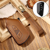 Hallmo Car Cowhide Leather Key Protective Cover Key Case for Volkswagen Golf 8, For Volkswagen Golf 8