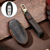 Hallmo Car Cowhide Leather Key Protective Cover Key Case for Nissan Sylphy 3-button Horn, For Nissan Sylphy 3-button Horn, Fr Nissan Sylphy 3-button Horn