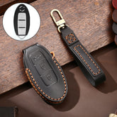 Hallmo Car Cowhide Leather Key Protective Cover Key Case for Nissan Sylphy 3-button Tail Box, For Nissan Sylphy 3-button Tail Box
