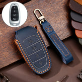 Hallmo Car Cowhide Leather Key Protective Cover Key Case for Hyundai 4-button, For Hyundai 4-button