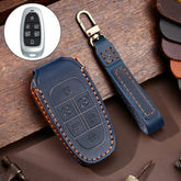 Hallmo Car Cowhide Leather Key Protective Cover Key Case for Hyundai 6-button, For Hyundai 6-button