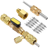 R410A R22 Spool Remover Installation Tool with Dual Size SAE 1/4 and 5/16 Ports, R410A