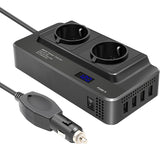 DC12V 200W AC220V Car Smart Multi-functional Digital Display Inverter, EU Plug, EU Plug