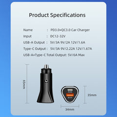 PD + QC3.0 Car 2 in 1 Triangle Fast Charger Car Cigarette Lighter, Car Triangle Charger