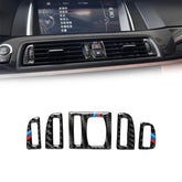 5 PCS Carbon Fiber Car Air Outlet Decorative Sticker for BMW 5 Series F10 2011-2017, Air Outlet(Three Color), Air Outlet