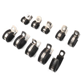 10 PCS Car Rubber Cushion Pipe Clamps Stainless Steel Clamps, Size: 5/16 inch (8mm), Size: 5/16 inch (8mm)