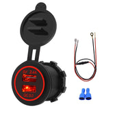 Universal Car QC3.0 Dual Port USB Charger Power Outlet Adapter 5V 2.4A IP66 with 60cm Cable, 2.4A + 60cm Cable (Red Light), 2.4A + 60cm Cable (White Light), 2.4A + 60cm Cable(Blue Light), 2.4A + 60cm Cable (Green Light)