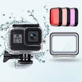 45m Waterproof Case + Touch Back Cover + Purple Red Pink Lens Filter for GoPro HERO8 Black, Case + Touch Cover + 3-color Filter for GoPro 8