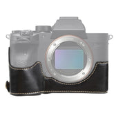 1/4 inch Thread PU Leather Camera Half Case Base for Sony ILCE-7RM4 / A7RM4 / A7R IV, For Sony ILCE-7RM4