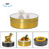 12cm 360 Degree Rotating Turntable Mirror Electric Display Stand Video Shooting Props Turntable, Load: 3kg, 12cm Mirror Sequins Gold, 12cm Mirror Sequins Silver