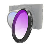 JSR Gradient Colored Lens Filter for Panasonic LUMIX LX10, Gradient Purple Filter, Gradient Red Filter, Gradient Yellow Filter, Gradient Blue Filter, Gradient Smoke Filter, Gradient Orange Filter, Gradient Grey Filter, Gradient Green Filter