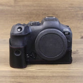 For Canon EOS R7 1/4 inch Thread PU Leather Camera Half Case Base, For Canon EOS R7