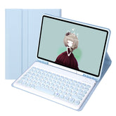 YT11B Detachable Candy Color Skin Feel Texture Round Keycap Bluetooth Keyboard Leather Case For iPad Air 4 2020 / Air 5 2022 / Pro 11 inch 2022 / 2021 / 2020 / 2018(White Ice), For iPad Air 11 2024 / 2025 / Air 4 10.9 2020 / Air 5 10.9 2022
