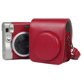 Solid Color PU Camera Bag with Shoulder Strap for Fujifilm Instax mini 90, For Fujifilm Instax mini 90