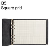 B5 Faux Leather Loose-leaf Grid Notebook, Checkered Core, Blank Inner Core, Cornell Horizontal Wire Inner Core, Cornell Checkered Core