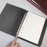 A5 Faux Leather Loose-leaf Grid Notebook, Checkered Core, Blank Inner Core, Cornell Horizontal Wire Inner Core, Cornell Checkered Core