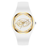 SANDA 6077 Simple Icon Round Dial Ladies Silicone Strap Quartz Watch